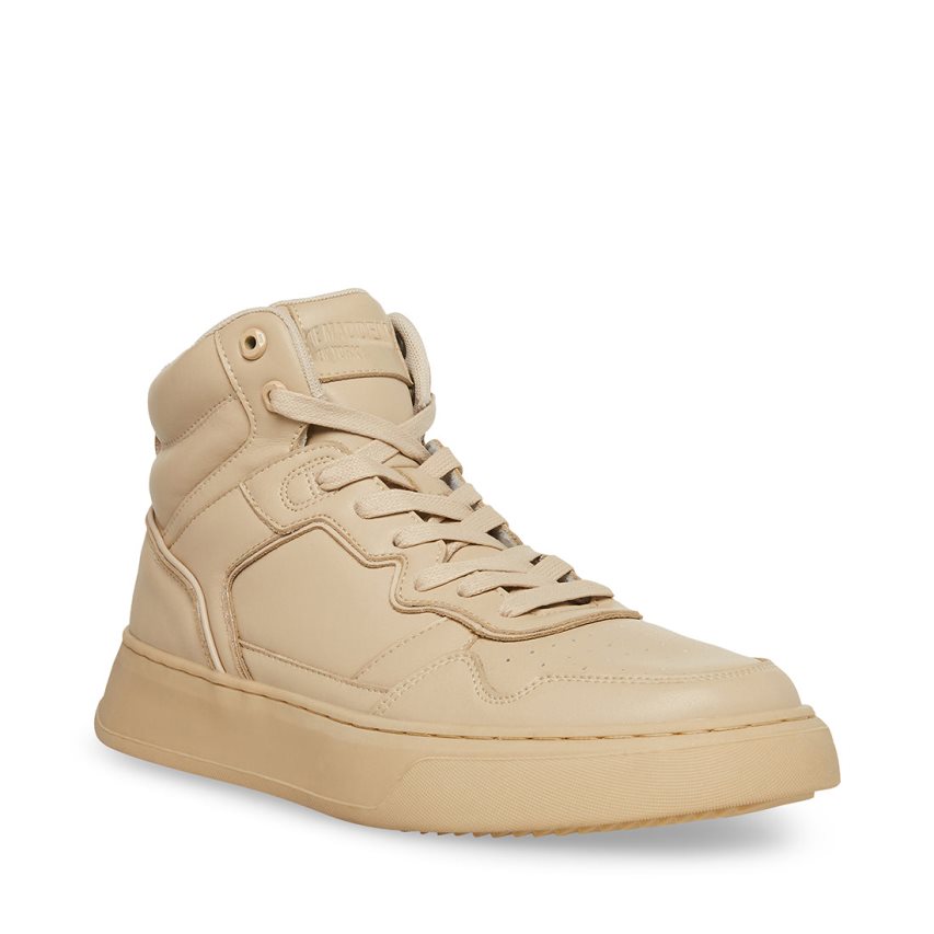 Beige Steve Madden Jordee Leather Men's Sneakers | PH 5423TYI